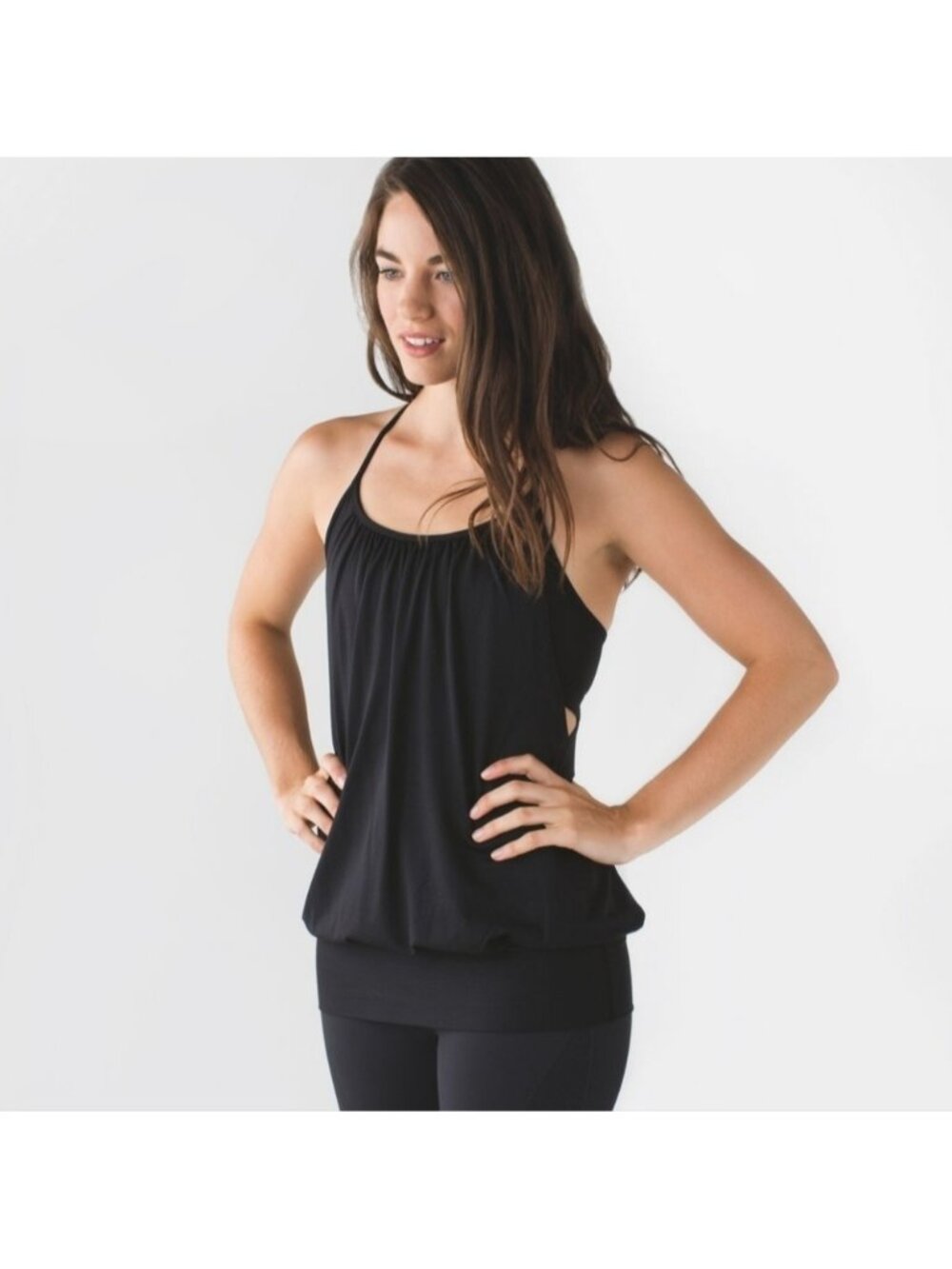 Lululemon Black Logo No Limits Tank Top Luon Activewear Gym Workout Running Top